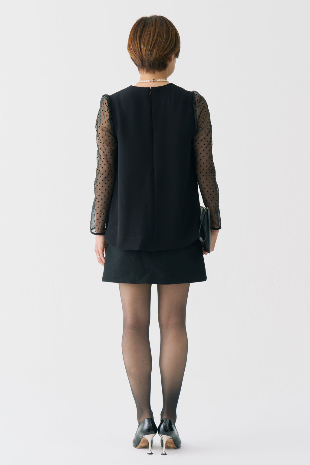 Sheer Dot Long Sleeve Blouse