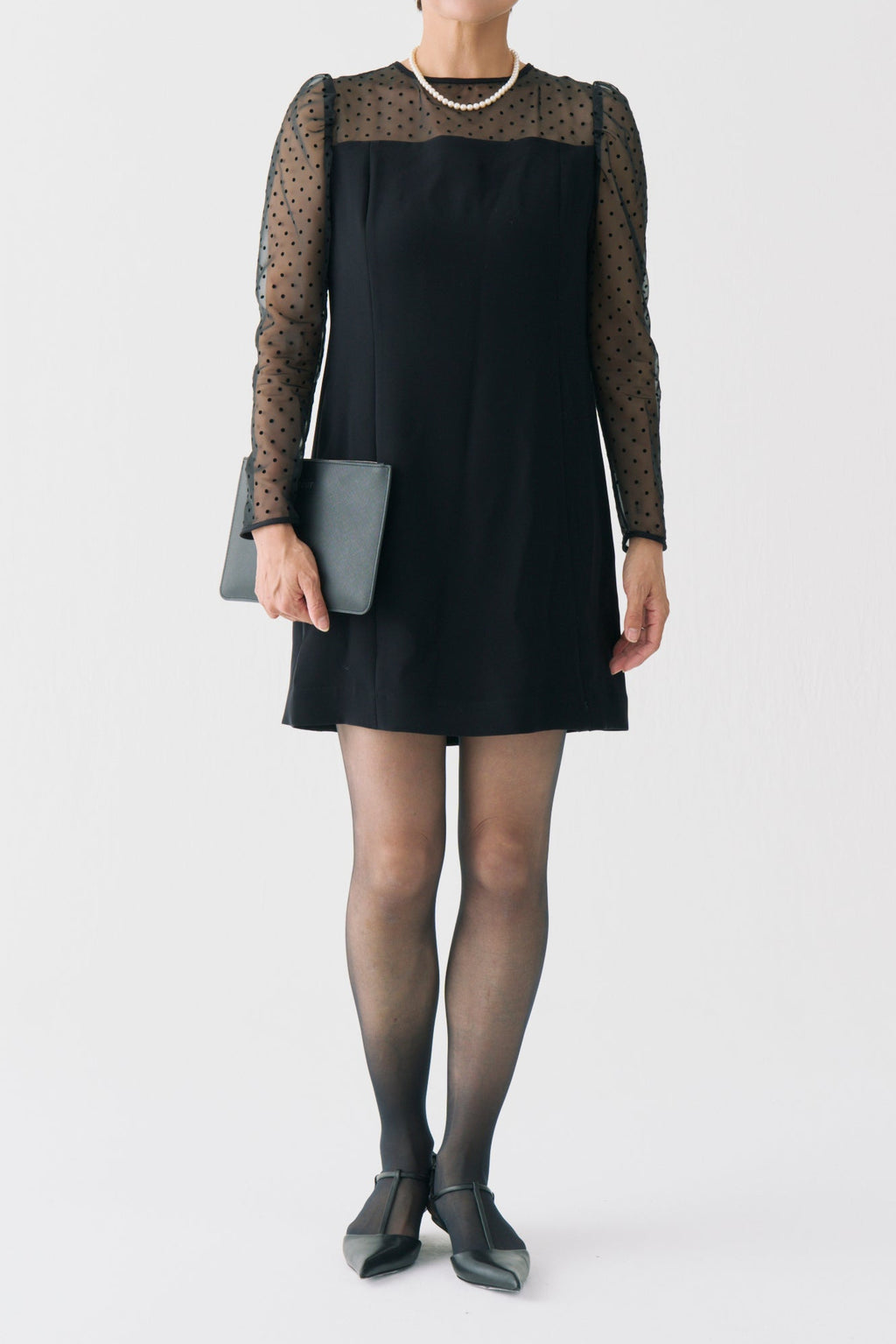 Sheer Dot Panel Mini Dress