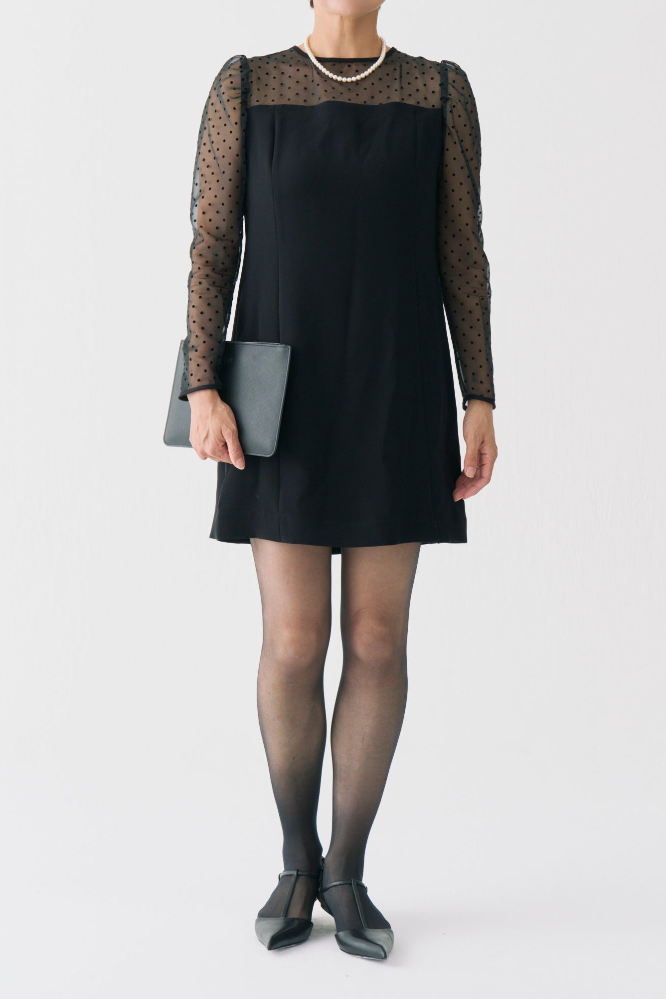 Sheer Dot Panel Mini Dress