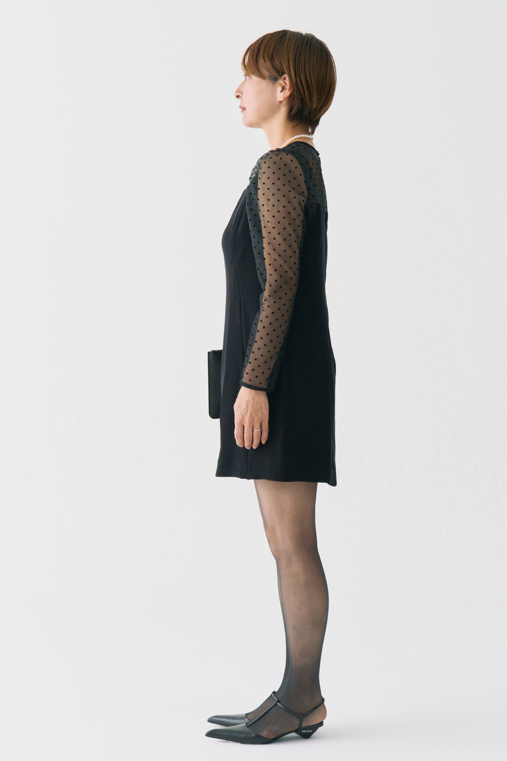Sheer Dot Panel Mini Dress