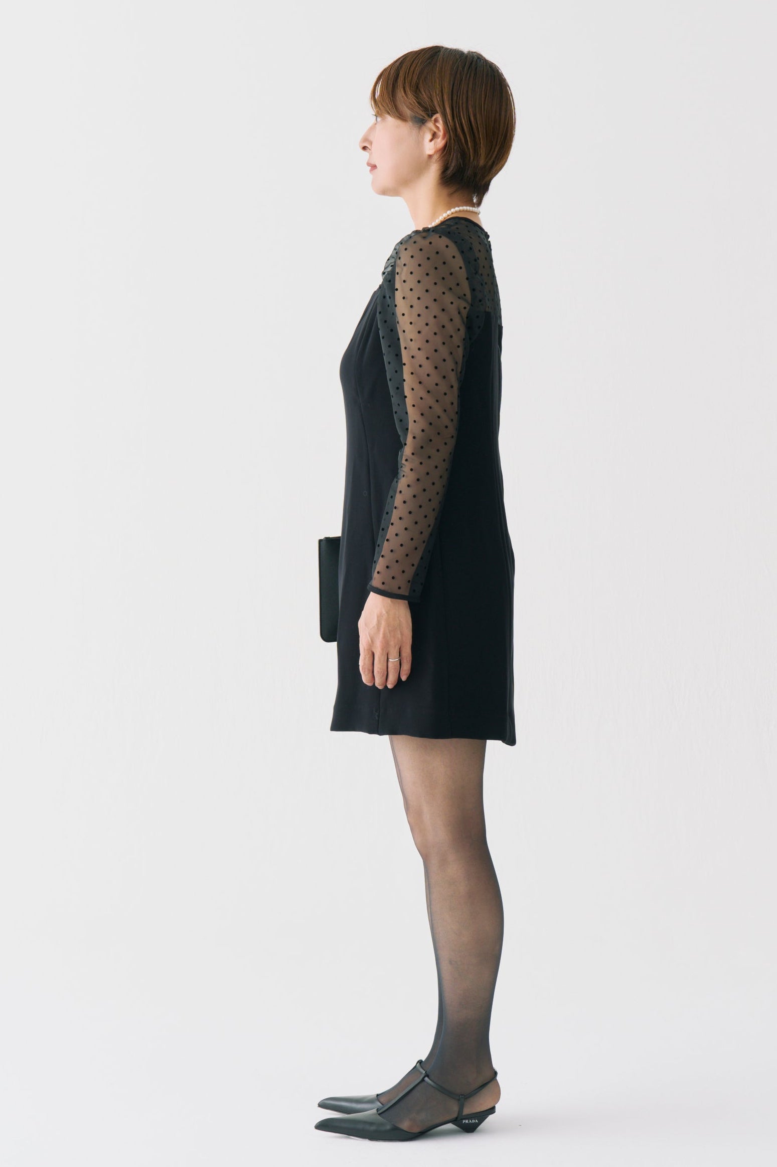 Sheer Dot Panel Mini Dress