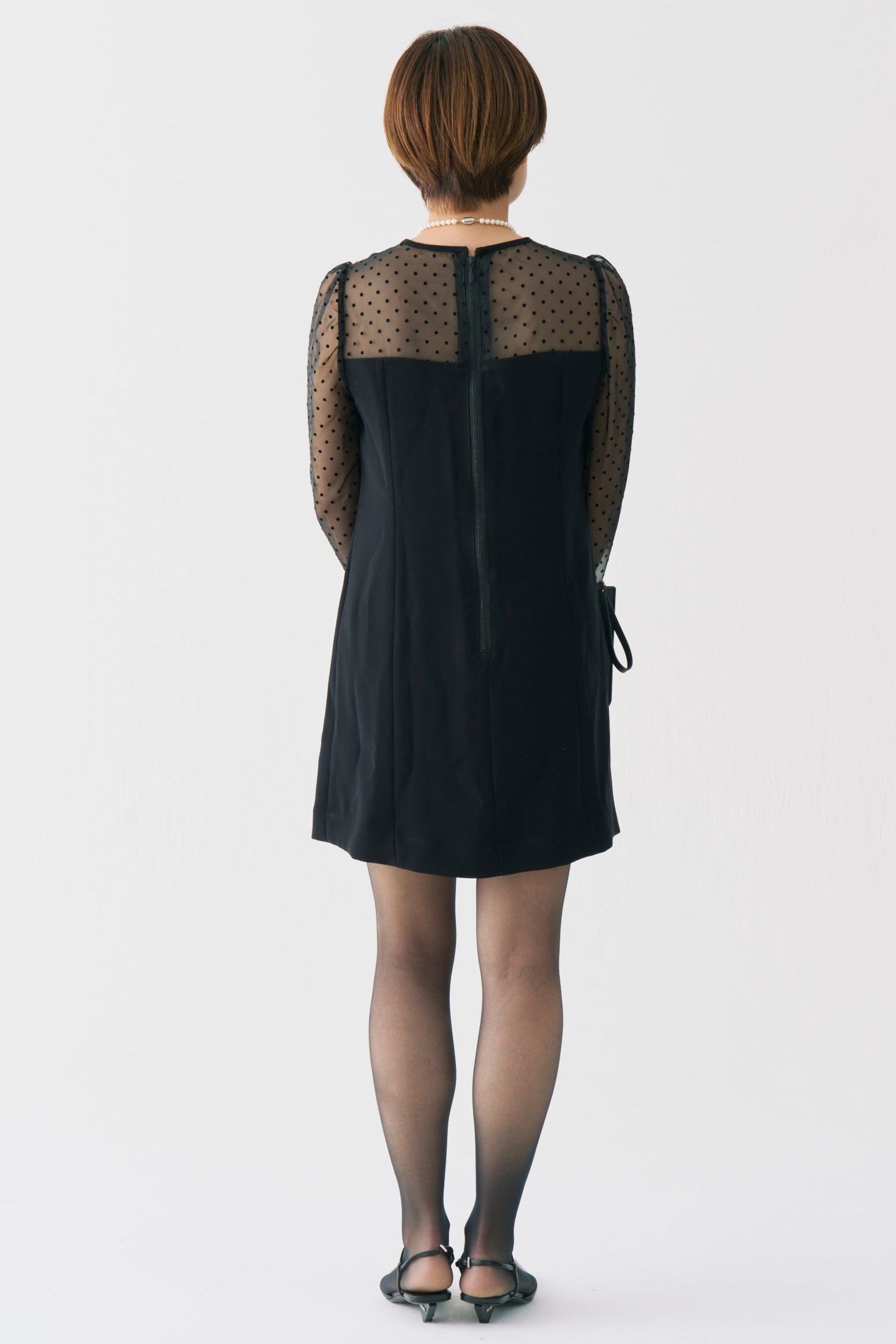 Sheer Dot Panel Mini Dress