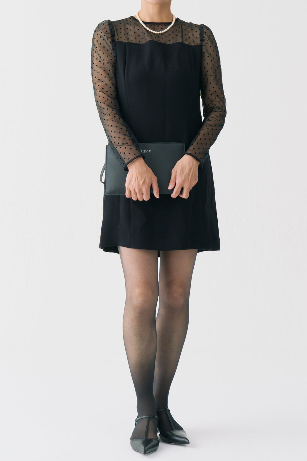 Sheer Dot Panel Mini Dress