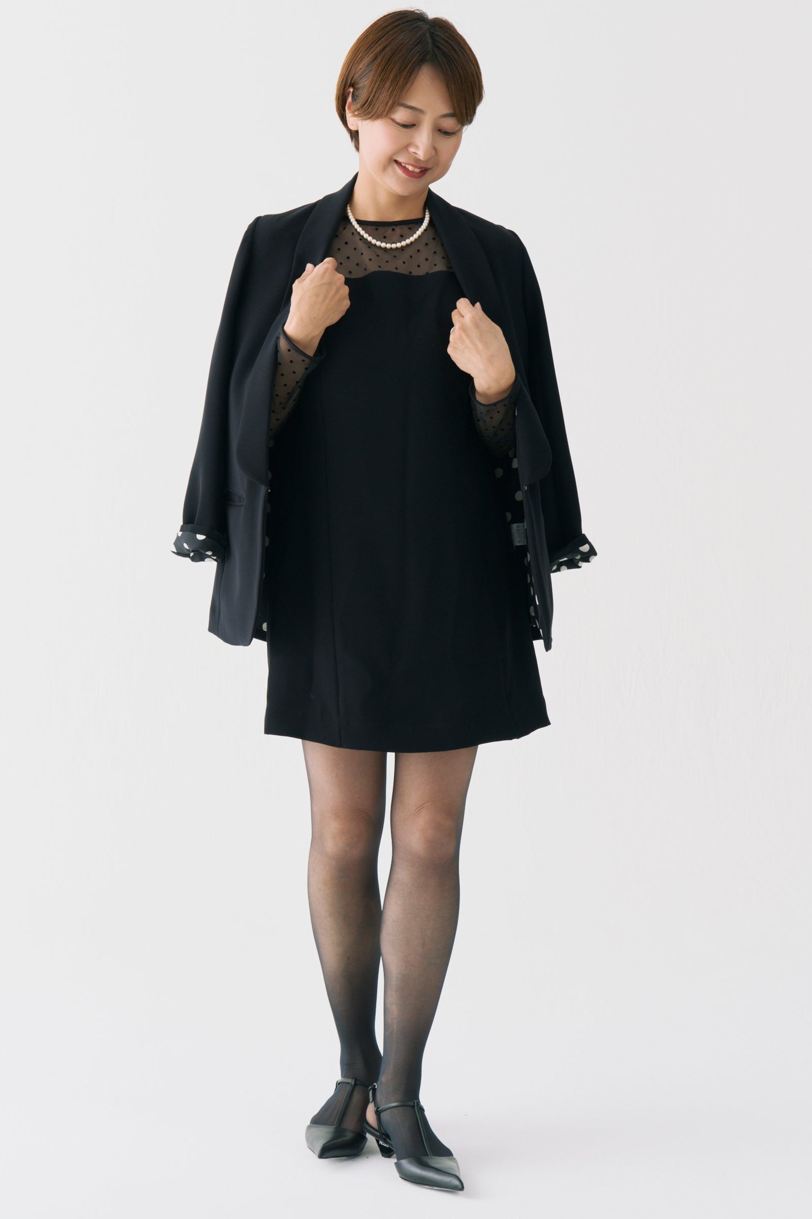 Sheer Dot Panel Mini Dress