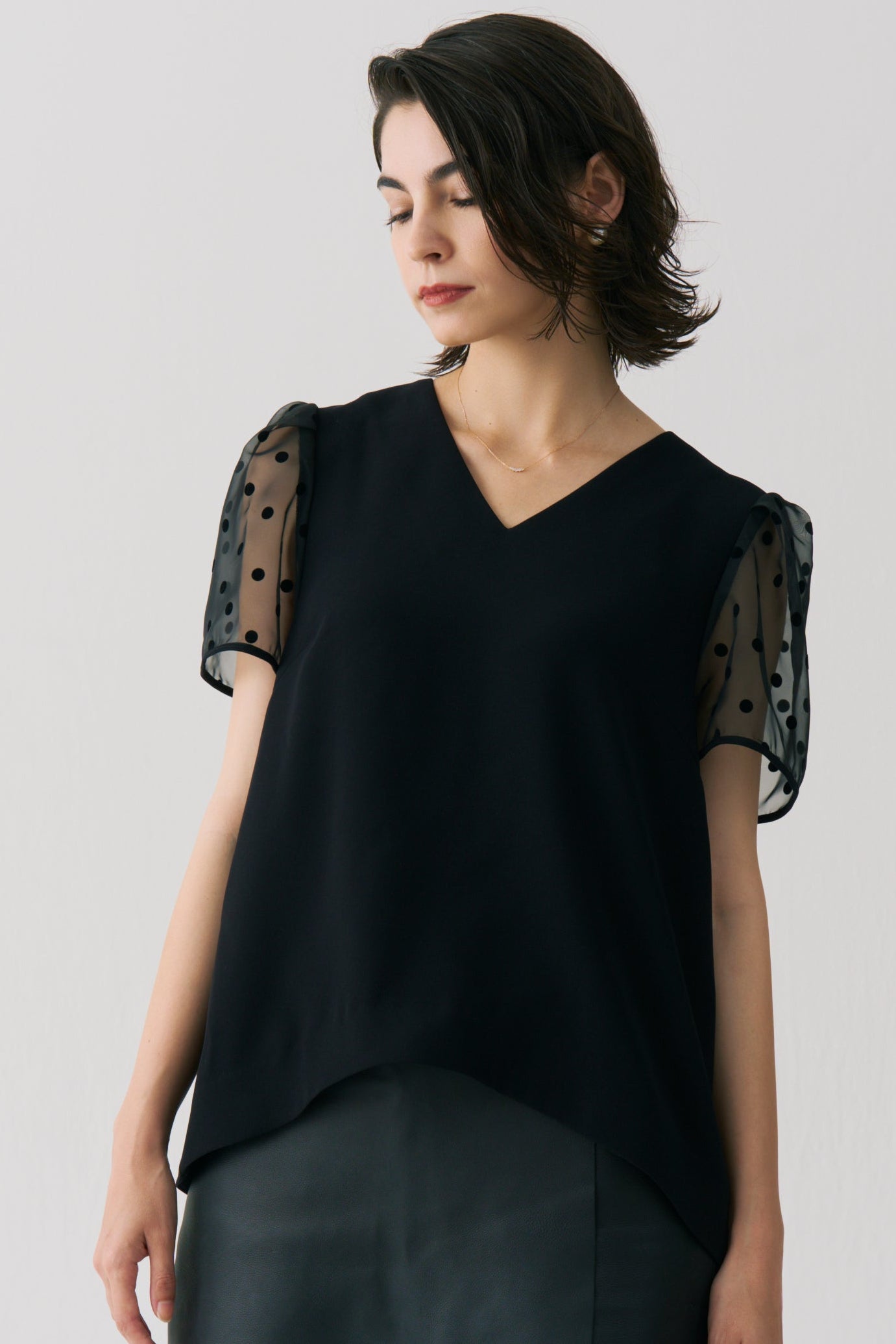 Sheer Dot Puff Sleeve Blouse – MIDOT