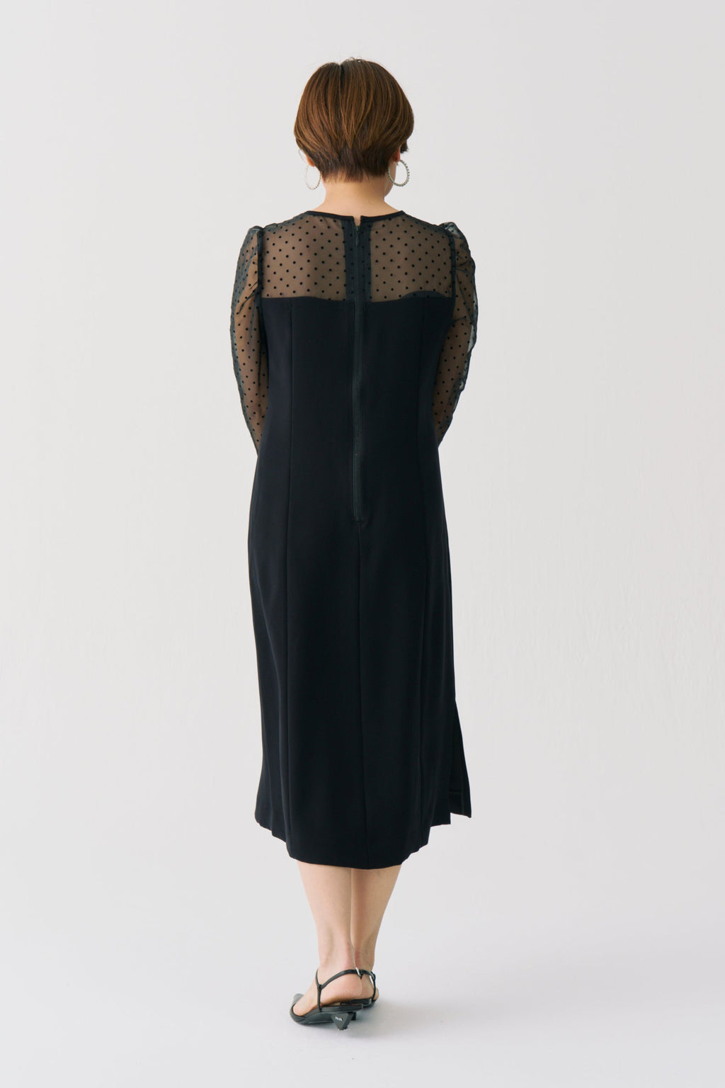 Sheer Dot Panel Long Dress