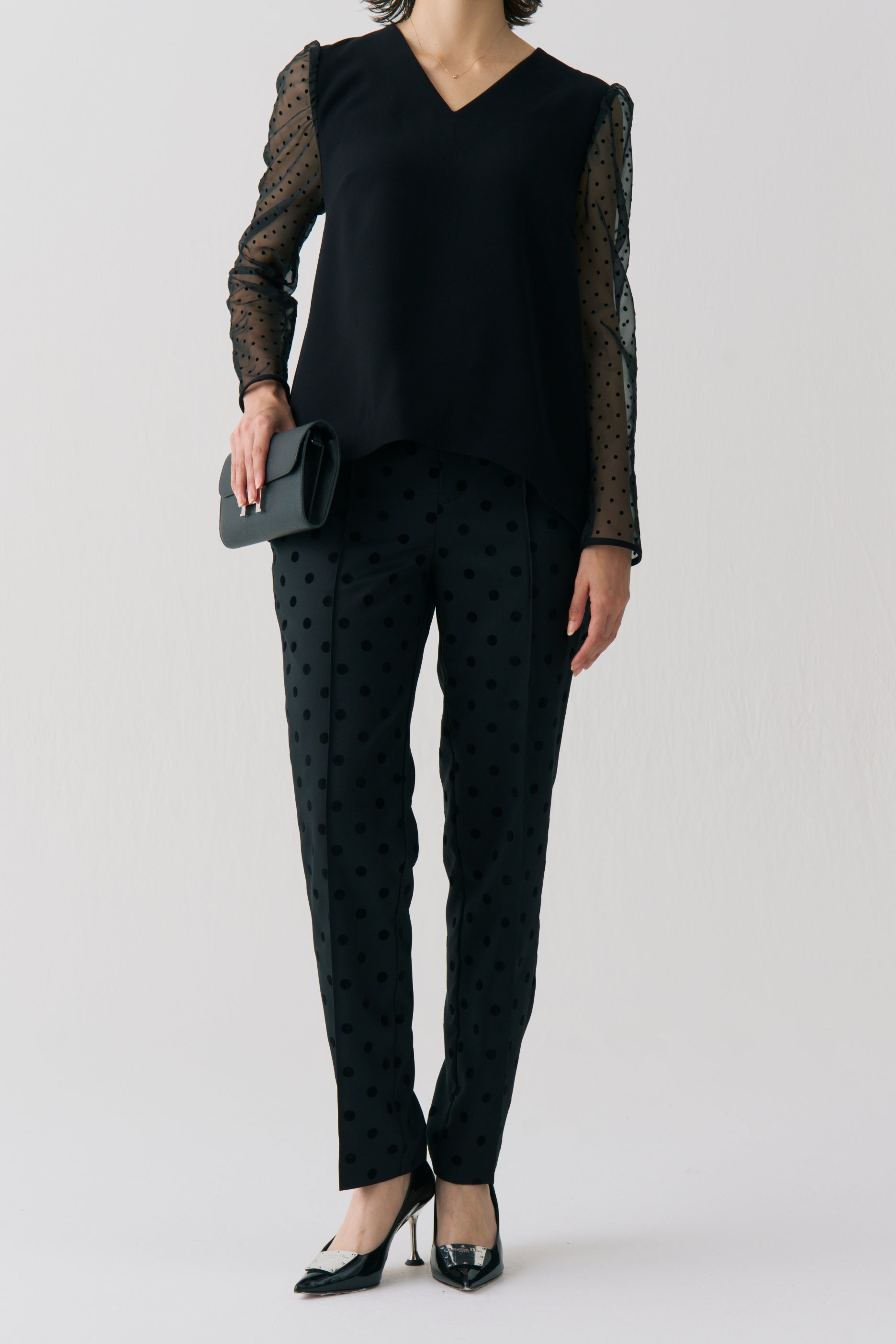 Flocked Dot Pants