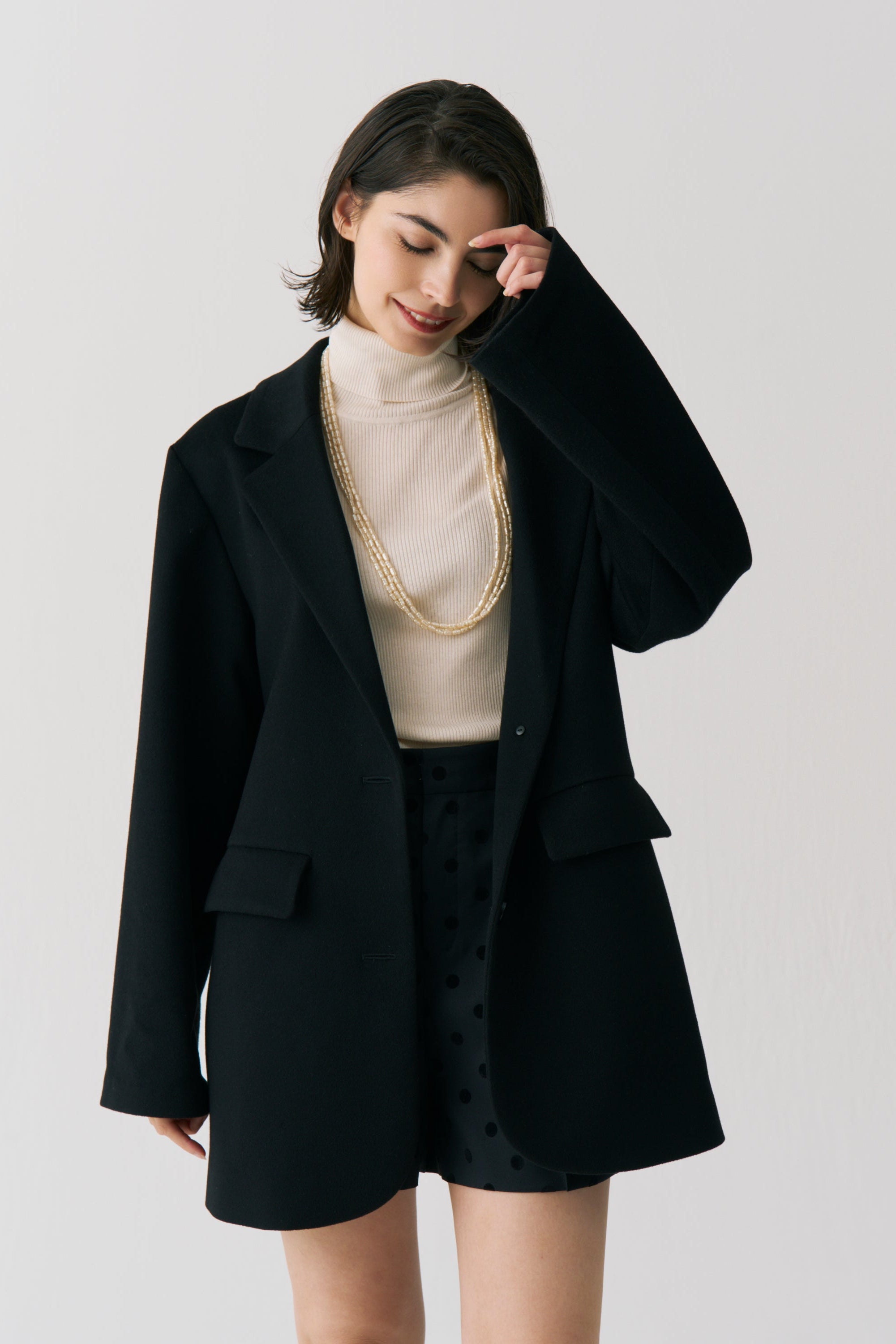 Dot Lining Cashmere Jacket Coat