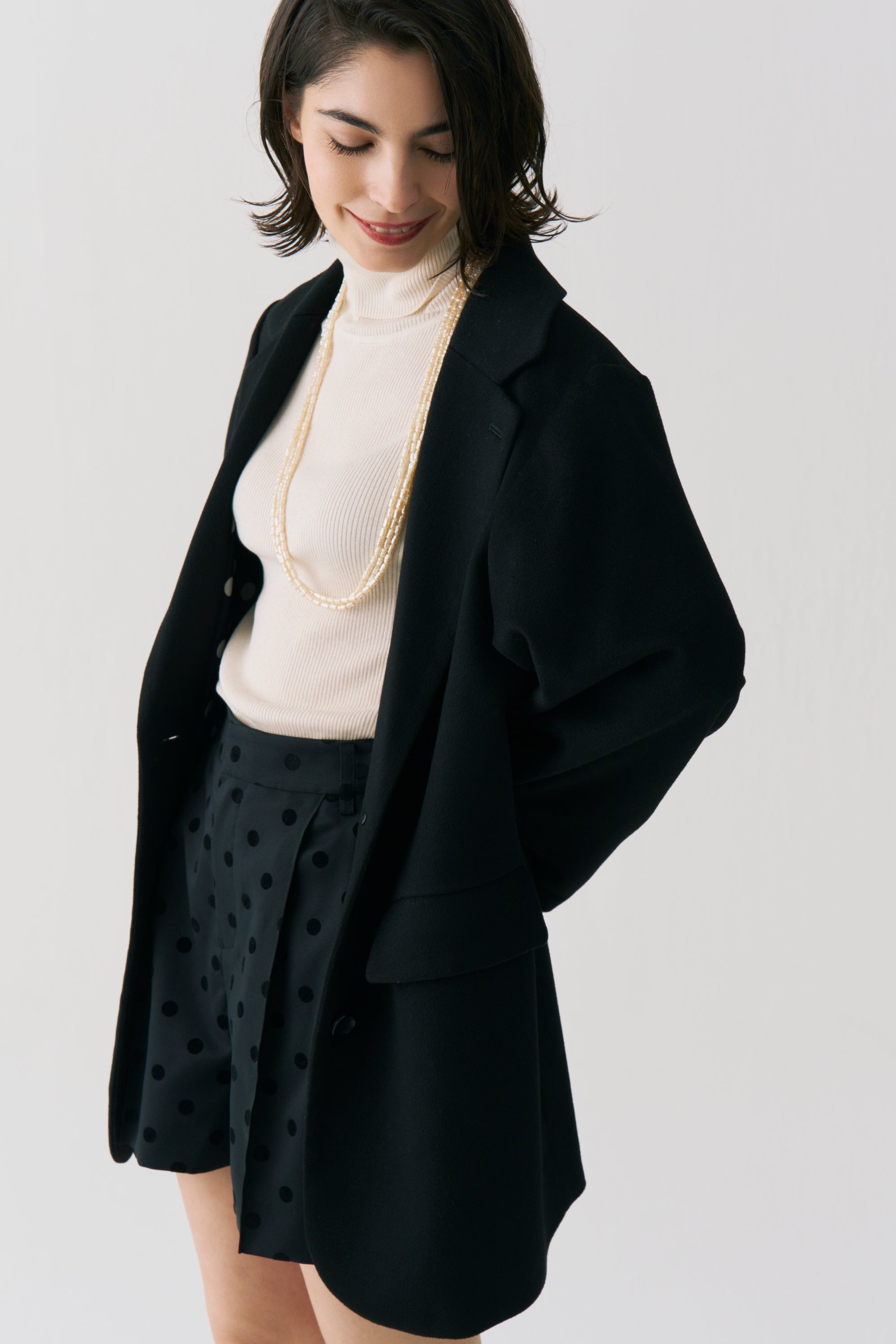 Dot Lining Cashmere Jacket Coat