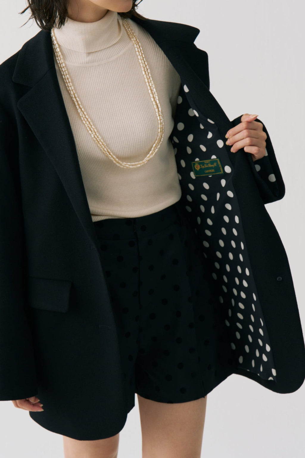 Dot Lining Cashmere Jacket Coat