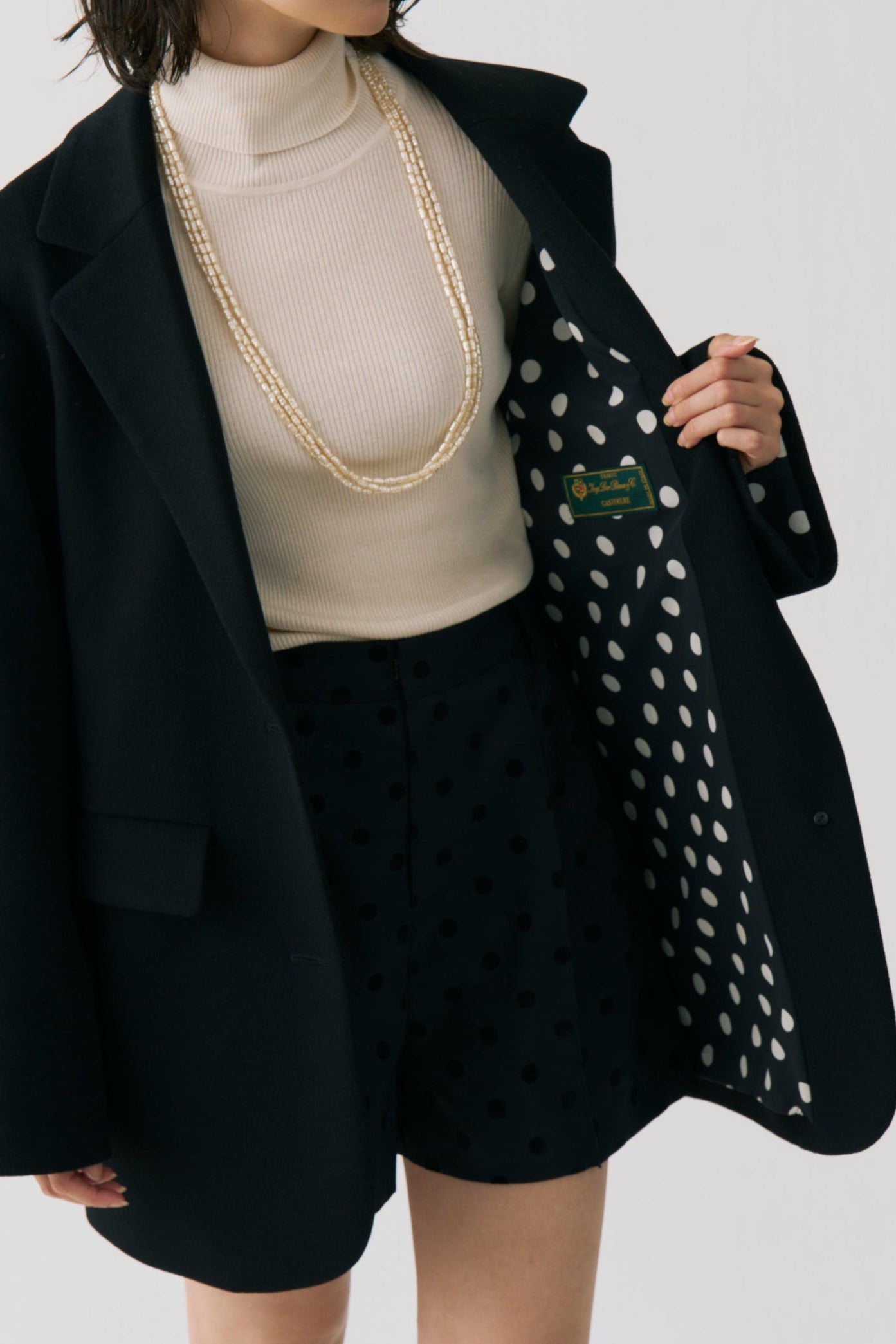 Dot Lining Cashmere Jacket Coat