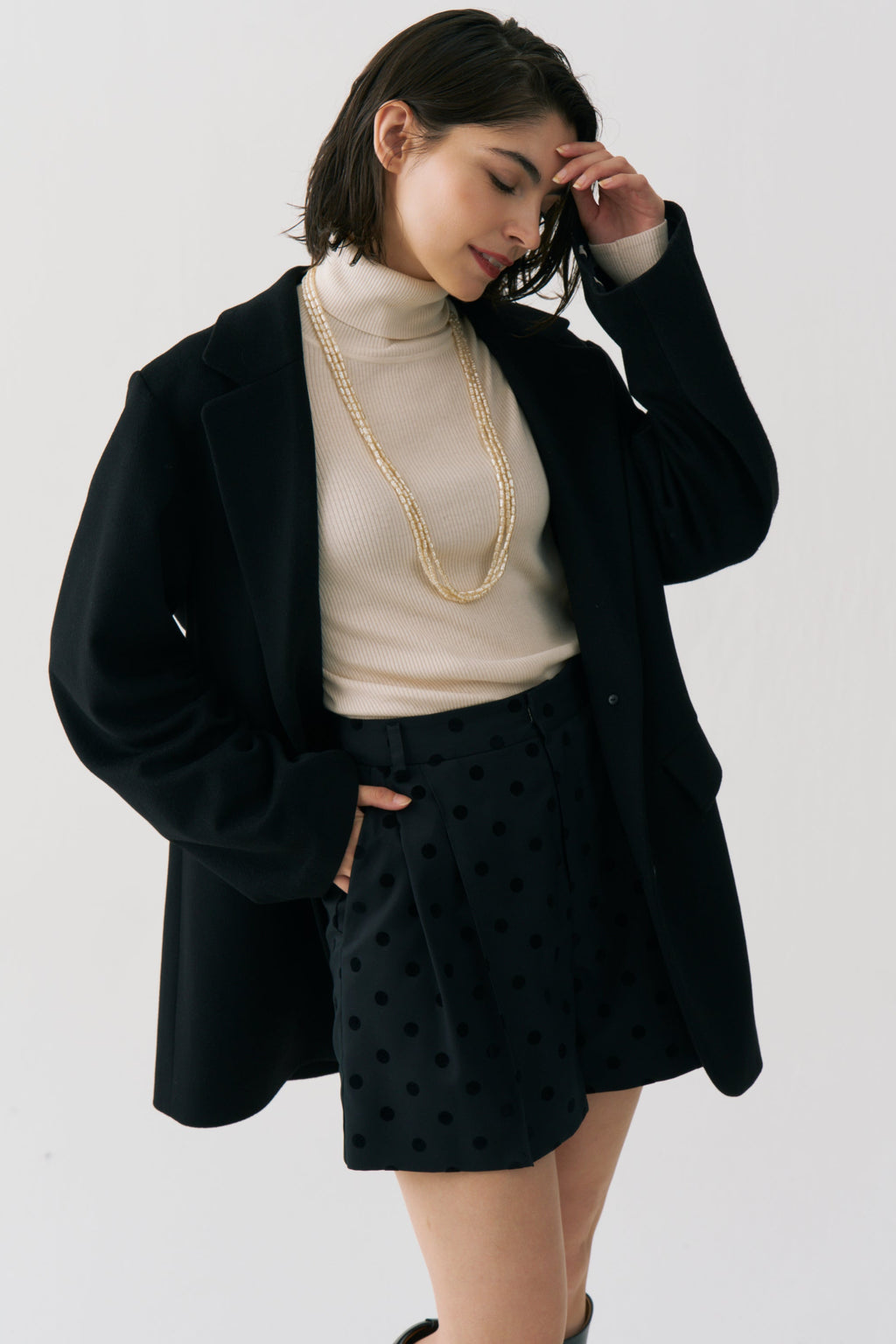 Dot Lining Cashmere Jacket Coat