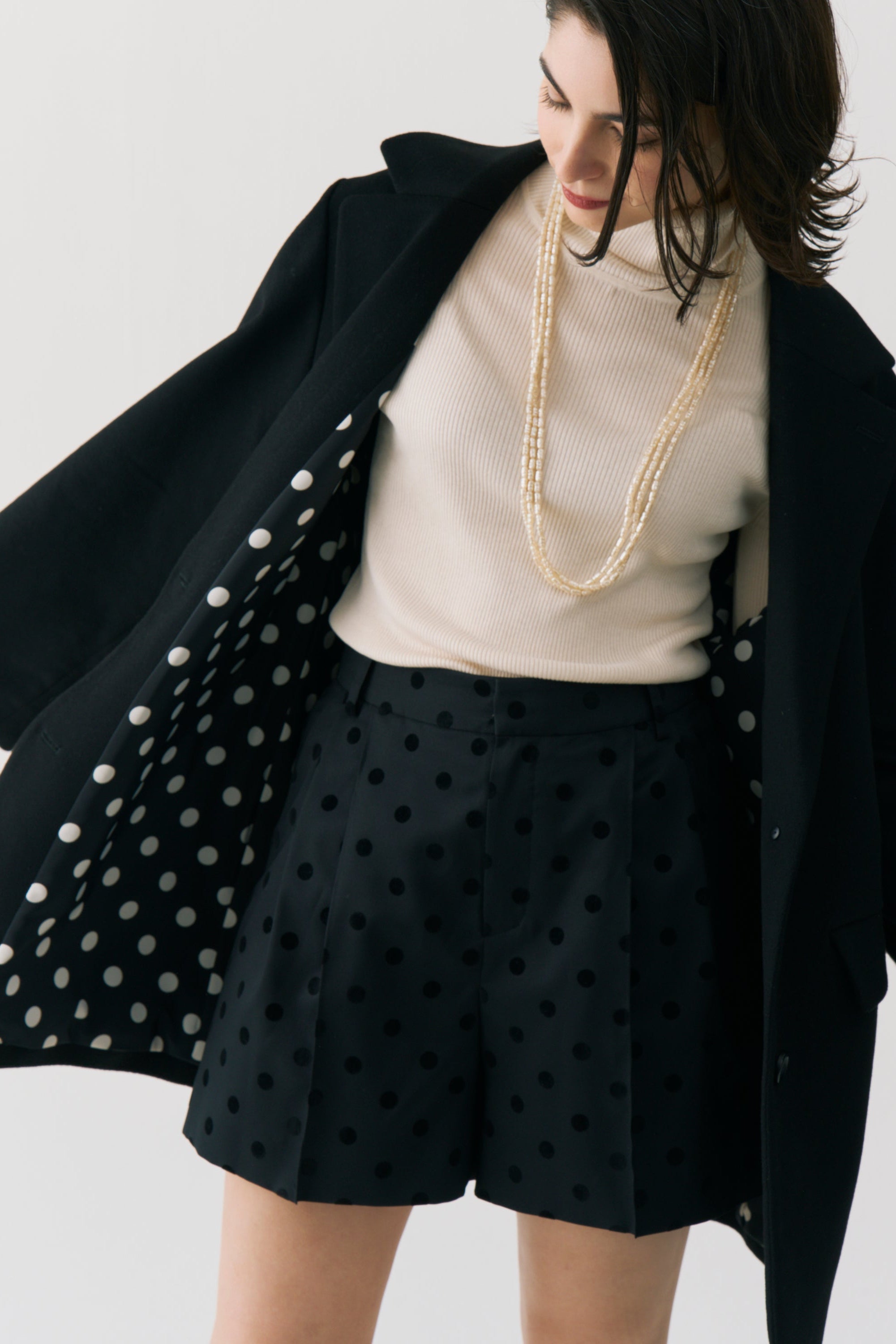 Dot Lining Cashmere Jacket Coat