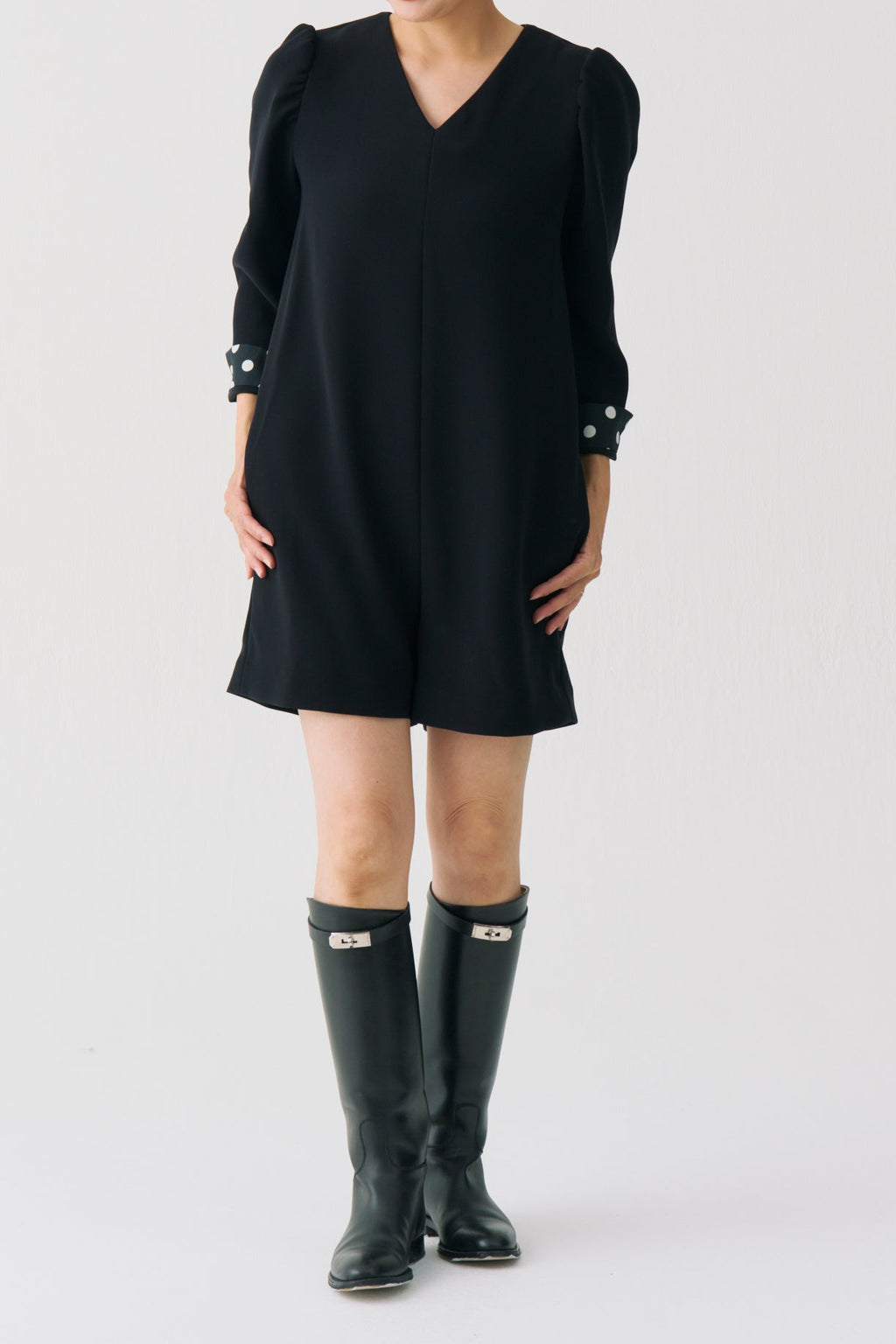 Dot Lining Sleeve Short Romper