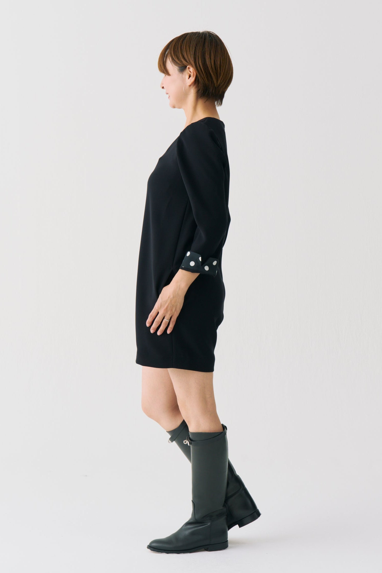Dot Lining Sleeve Short Romper