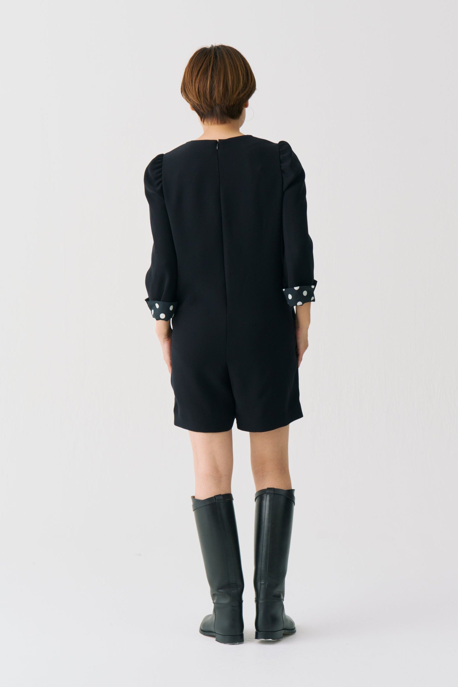 Dot Lining Sleeve Short Romper