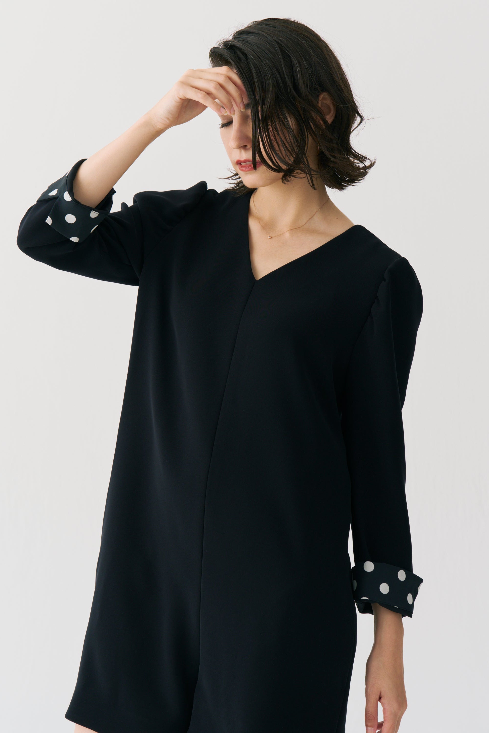 Dot Lining Sleeve Short Romper