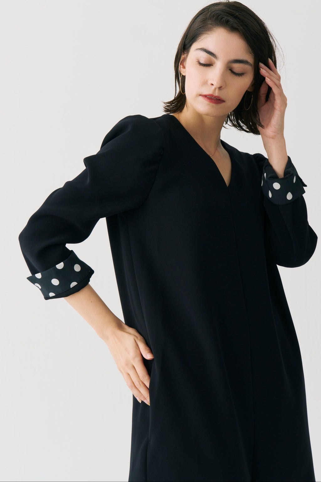Dot Lining Sleeve Short Romper
