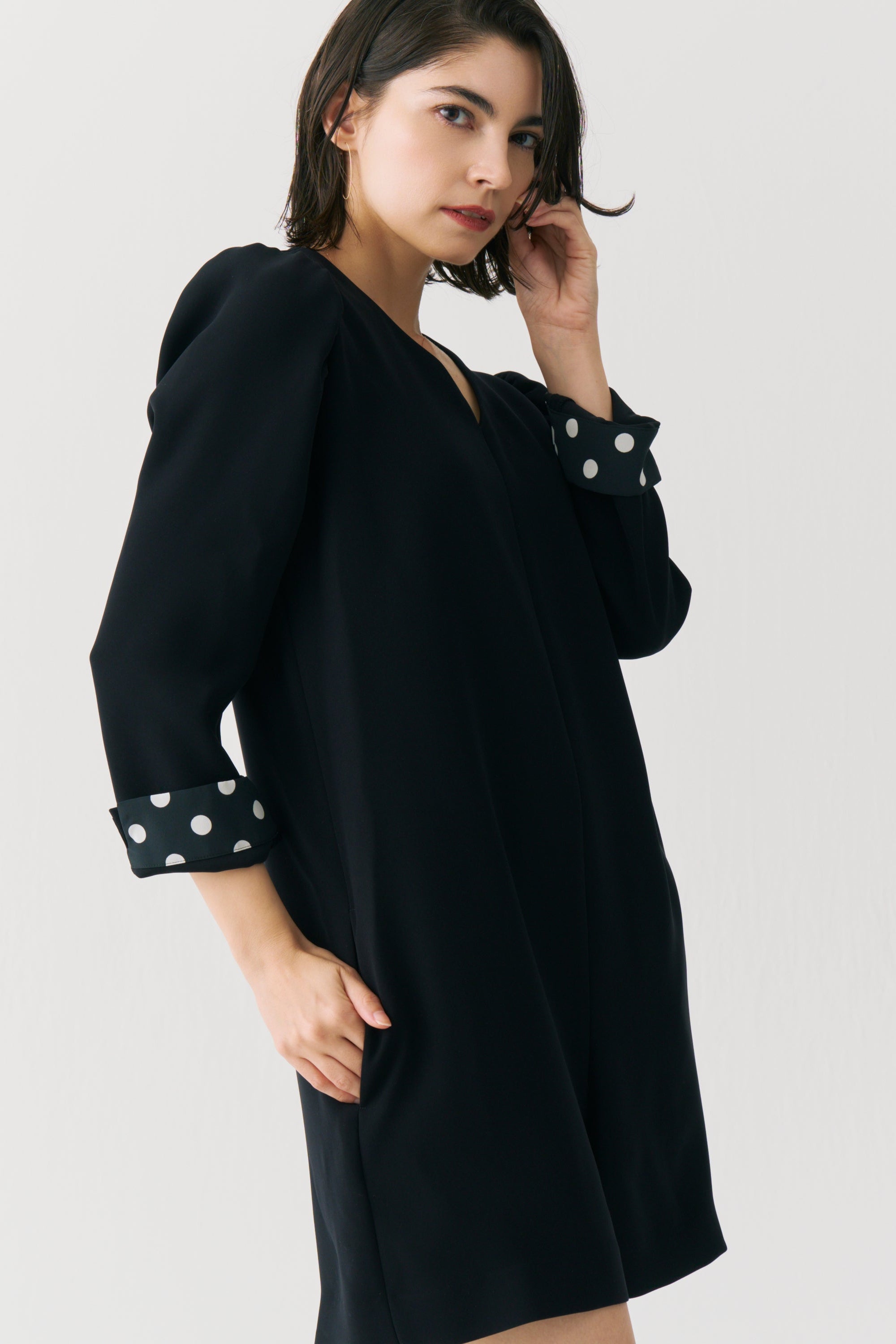 Dot Lining Sleeve Short Romper