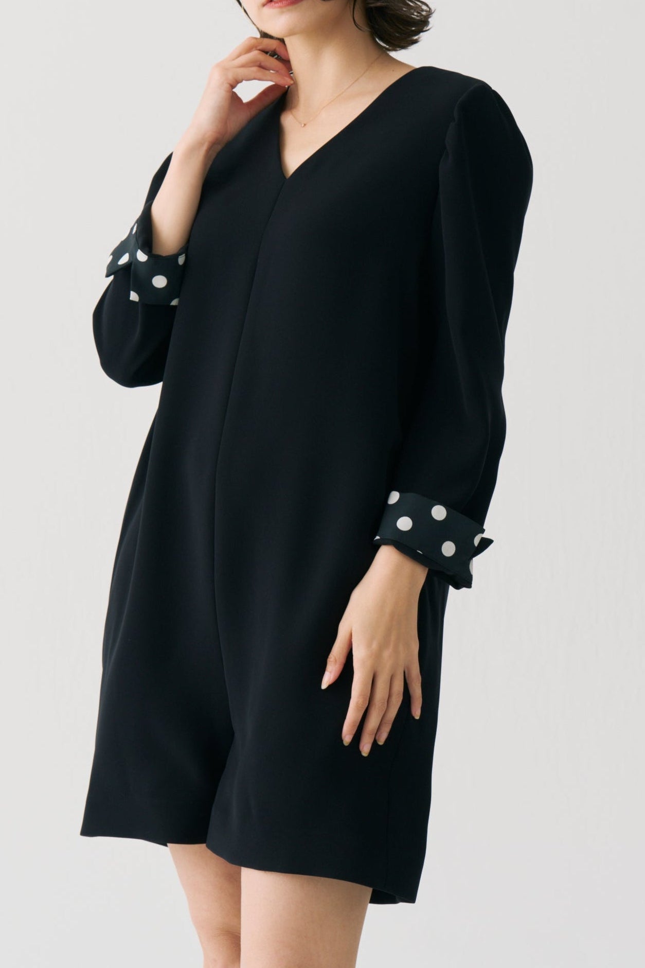 Dot Lining Sleeve Short Romper