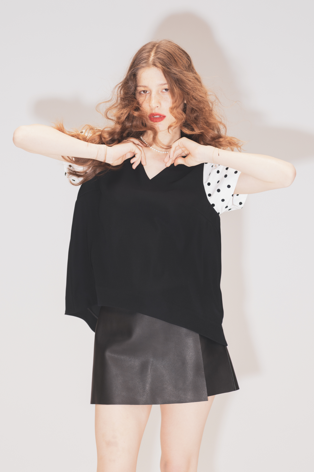 Dot Puff Sleeve Blouse