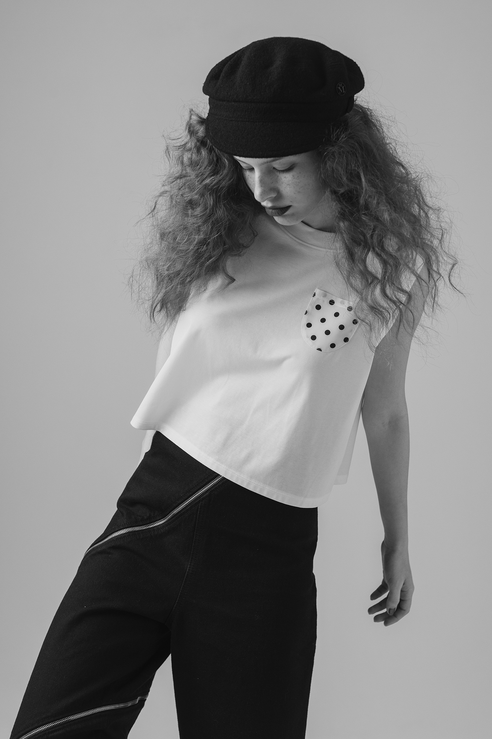 Dot Pocket Sleeveless Top