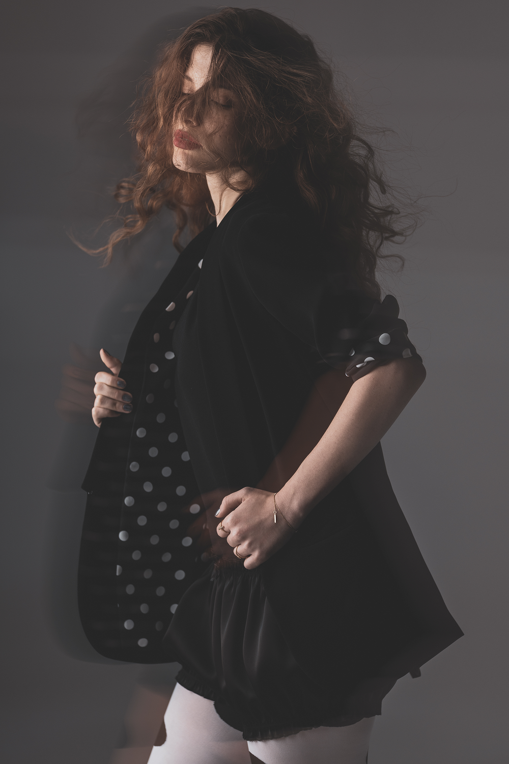 Dot Lining Tuxedo Jacket