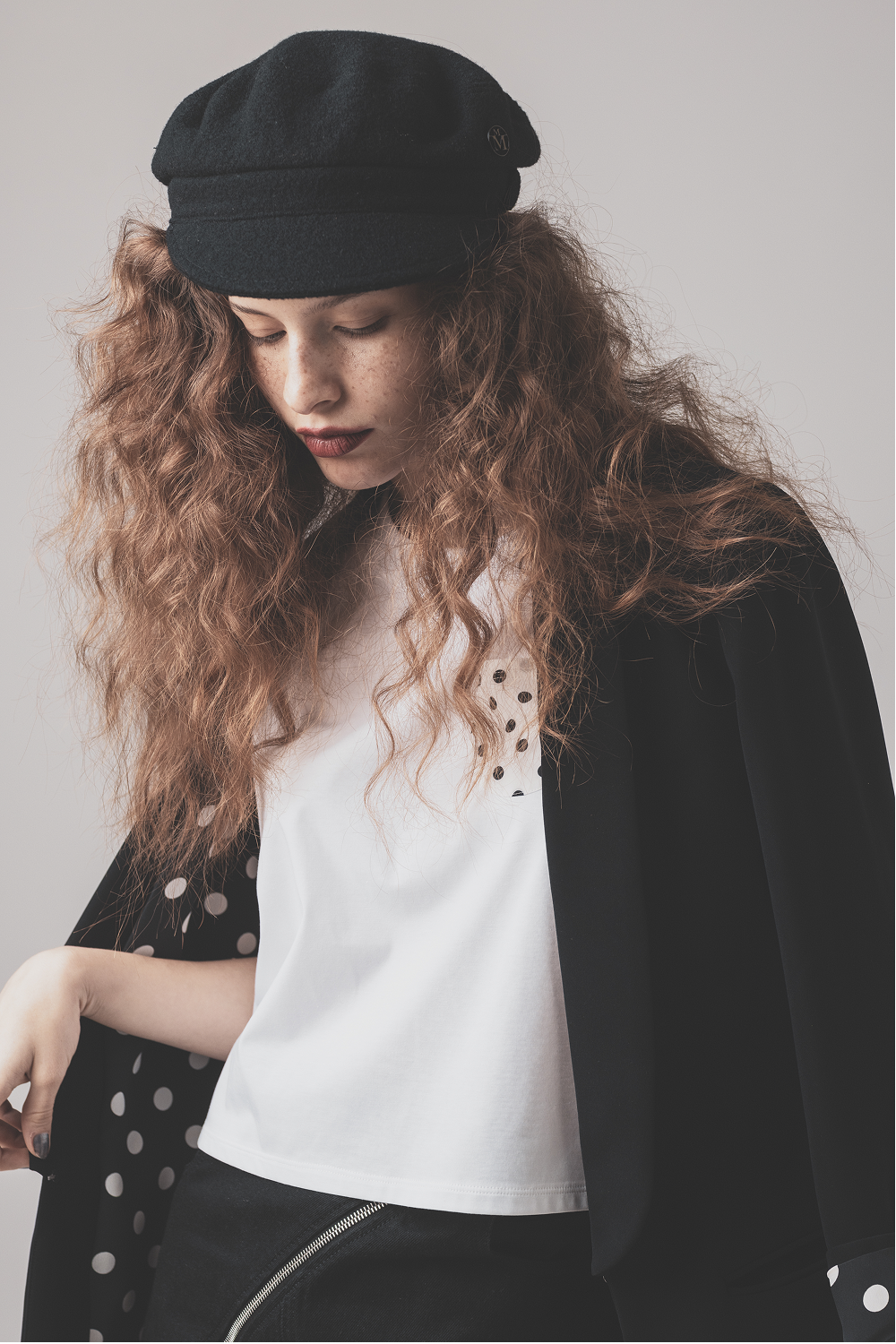 Dot Lining Tuxedo Jacket