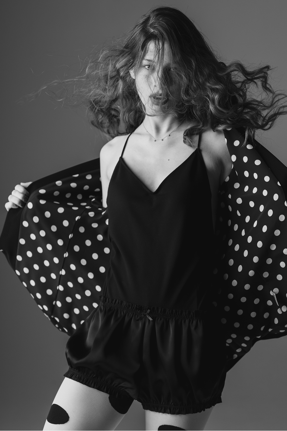 Dot Lining Tuxedo Jacket