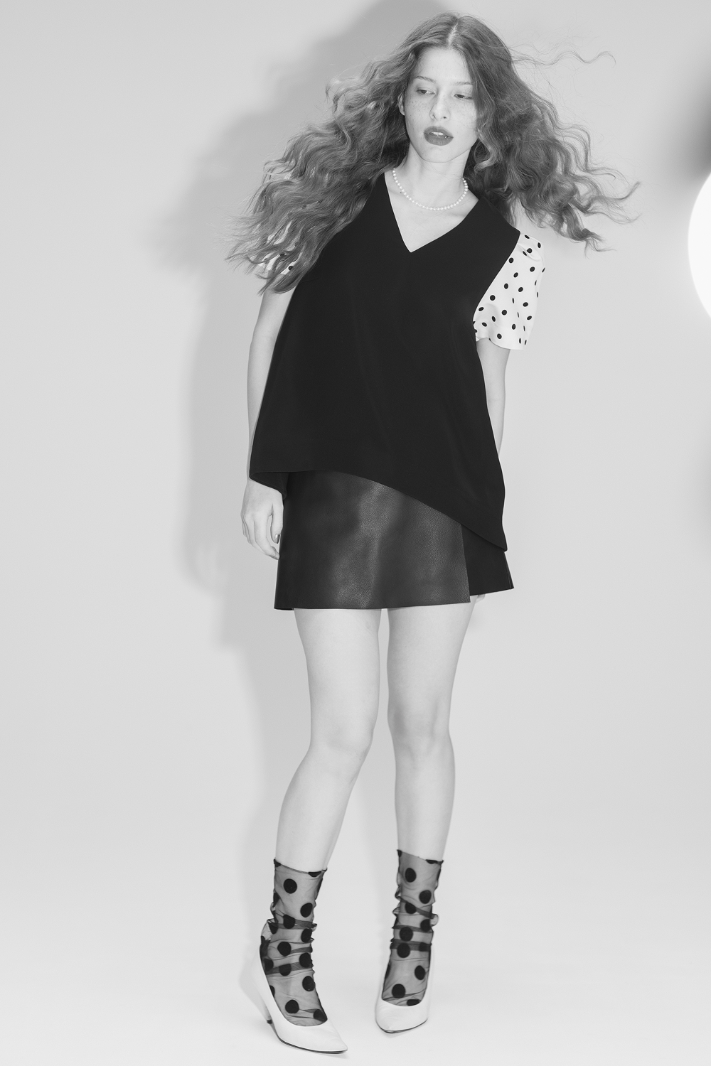 Dot Puff Sleeve Blouse